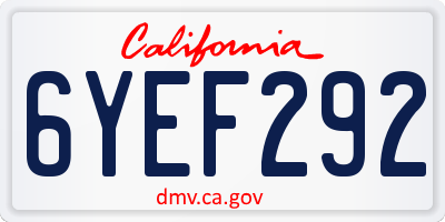 CA license plate 6YEF292