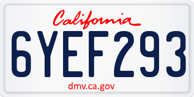CA license plate 6YEF293