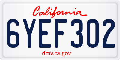 CA license plate 6YEF302