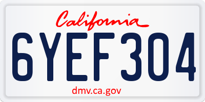 CA license plate 6YEF304