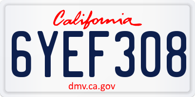 CA license plate 6YEF308