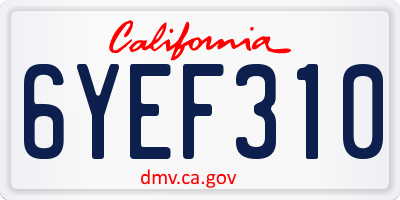 CA license plate 6YEF310