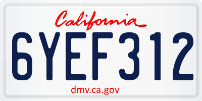 CA license plate 6YEF312