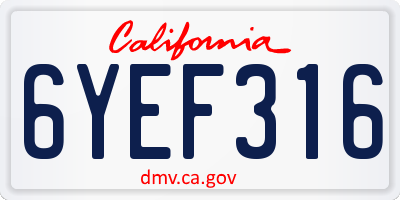 CA license plate 6YEF316