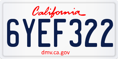 CA license plate 6YEF322