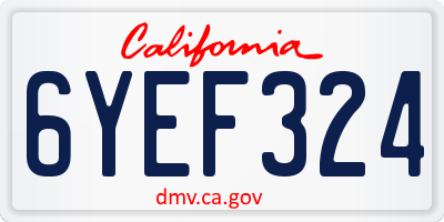 CA license plate 6YEF324