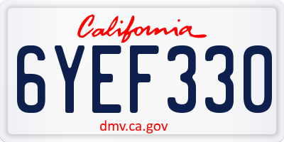 CA license plate 6YEF330