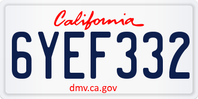 CA license plate 6YEF332