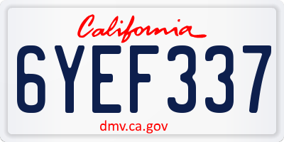 CA license plate 6YEF337