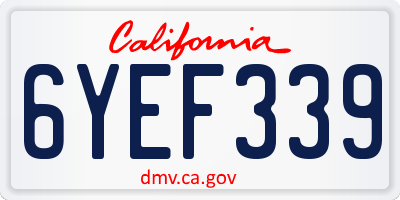 CA license plate 6YEF339