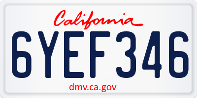 CA license plate 6YEF346
