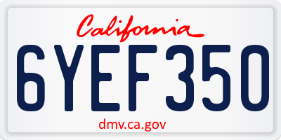 CA license plate 6YEF350