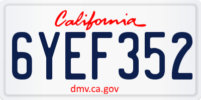 CA license plate 6YEF352