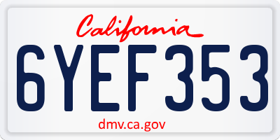 CA license plate 6YEF353