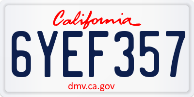 CA license plate 6YEF357