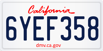 CA license plate 6YEF358