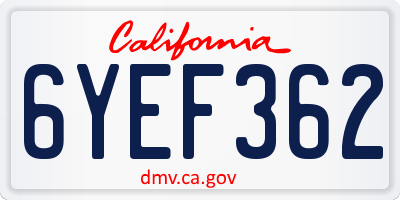 CA license plate 6YEF362