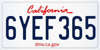 CA license plate 6YEF365