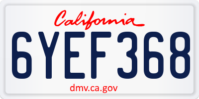 CA license plate 6YEF368