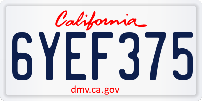 CA license plate 6YEF375