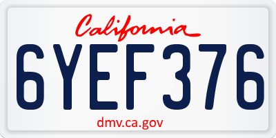 CA license plate 6YEF376