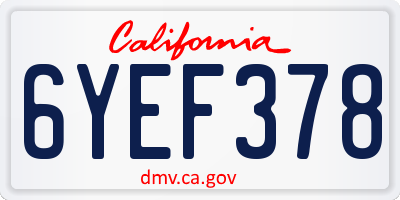 CA license plate 6YEF378