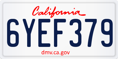 CA license plate 6YEF379