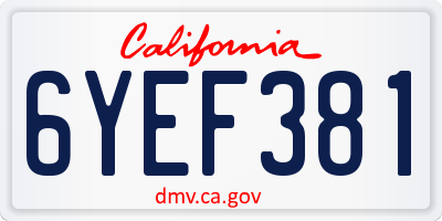 CA license plate 6YEF381