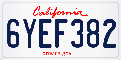 CA license plate 6YEF382