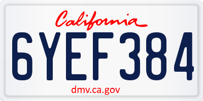 CA license plate 6YEF384