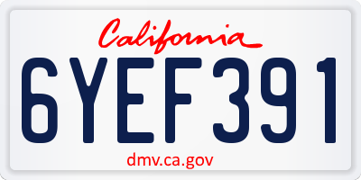 CA license plate 6YEF391