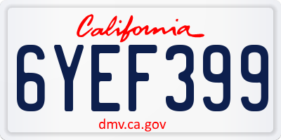 CA license plate 6YEF399