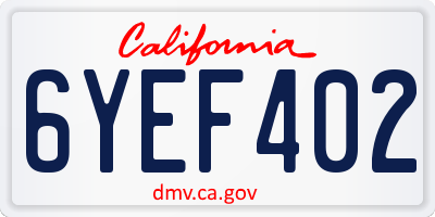 CA license plate 6YEF402