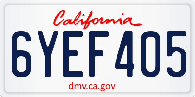CA license plate 6YEF405