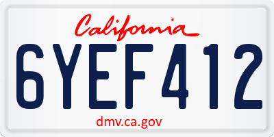 CA license plate 6YEF412