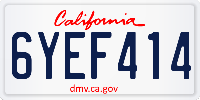 CA license plate 6YEF414