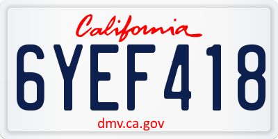 CA license plate 6YEF418