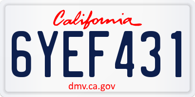 CA license plate 6YEF431