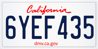 CA license plate 6YEF435