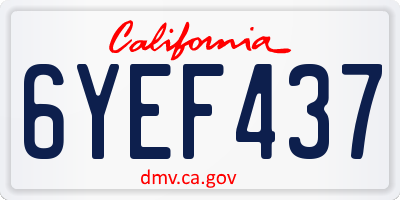 CA license plate 6YEF437