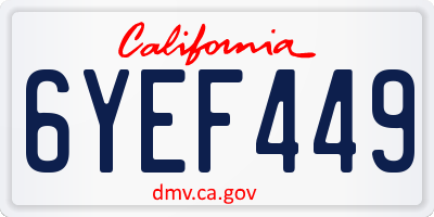 CA license plate 6YEF449