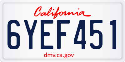 CA license plate 6YEF451
