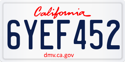 CA license plate 6YEF452
