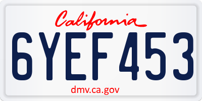 CA license plate 6YEF453