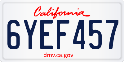 CA license plate 6YEF457