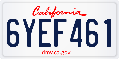 CA license plate 6YEF461