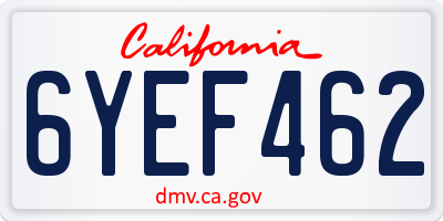 CA license plate 6YEF462