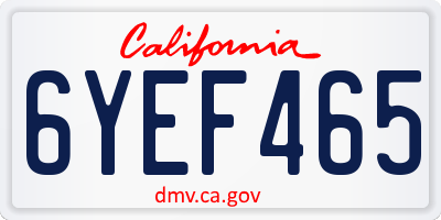 CA license plate 6YEF465