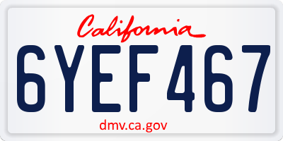 CA license plate 6YEF467