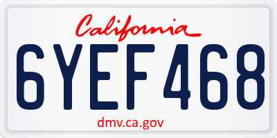 CA license plate 6YEF468